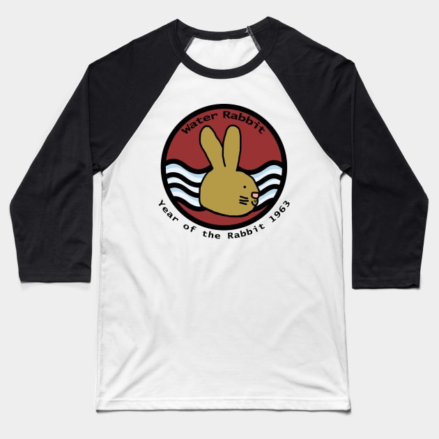 Water Bunny Rabbit Year of the Rabbit 1963 Baseball T-Shirt by ellenhenryart